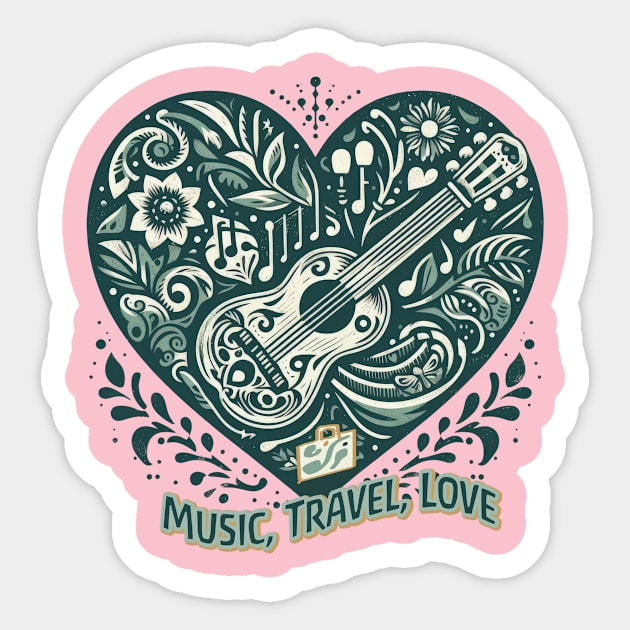 Music, Travel, Love Sticker by Ken Savana